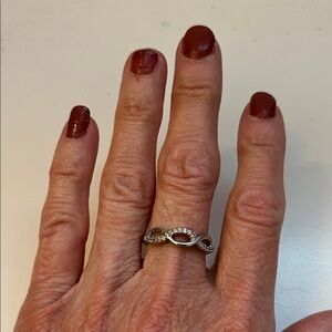 Cubic Zirconia Silver Infinity Ring - Size 9